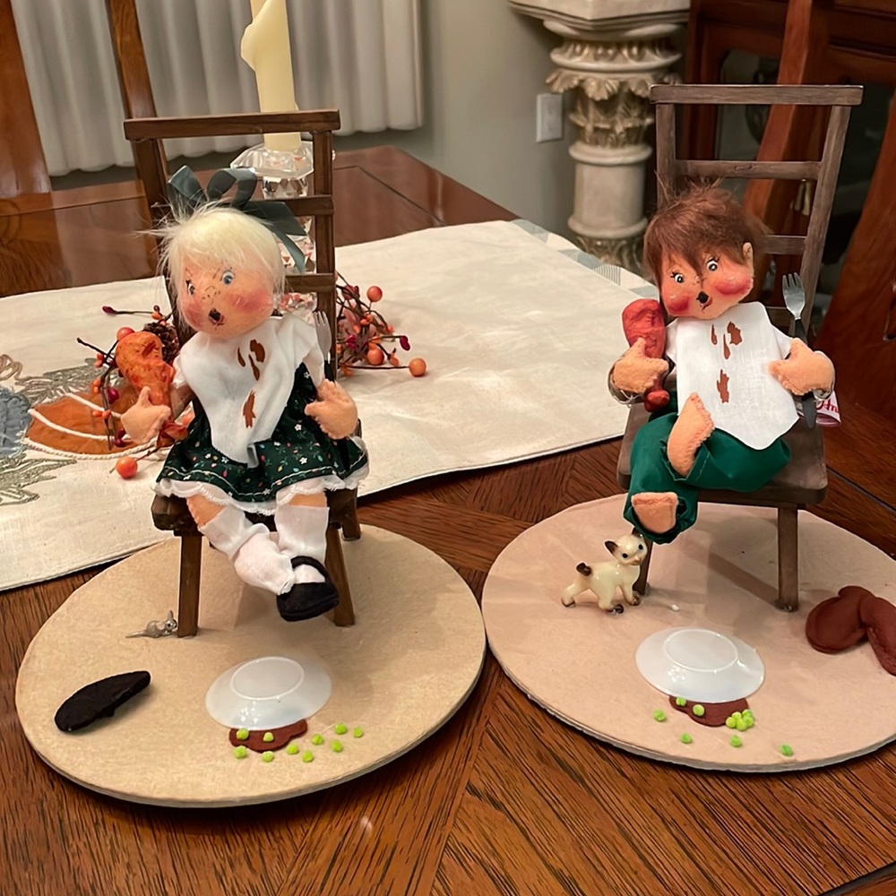 Vintage 1993 Annalee  Boy and Girl Thanksgiving Kids Made in Meredith, NH 🇺🇸